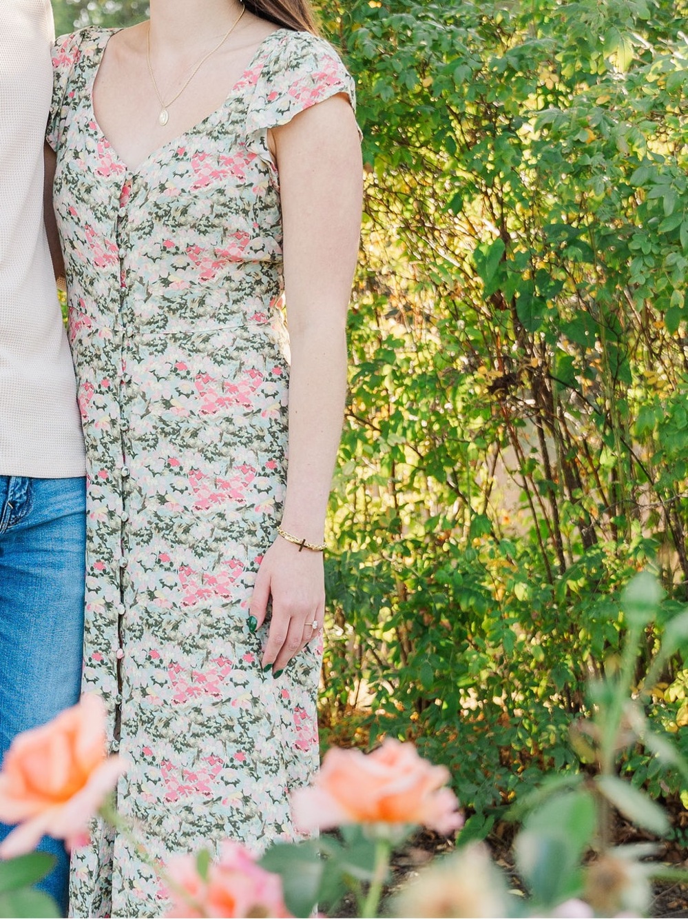 LOFT Floral Cap-Sleeve Maxi Dress in Pink and Green